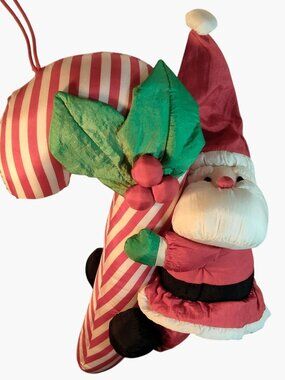 Santa Hanging Candy Cane Plush Vintage Christmas 18 inches